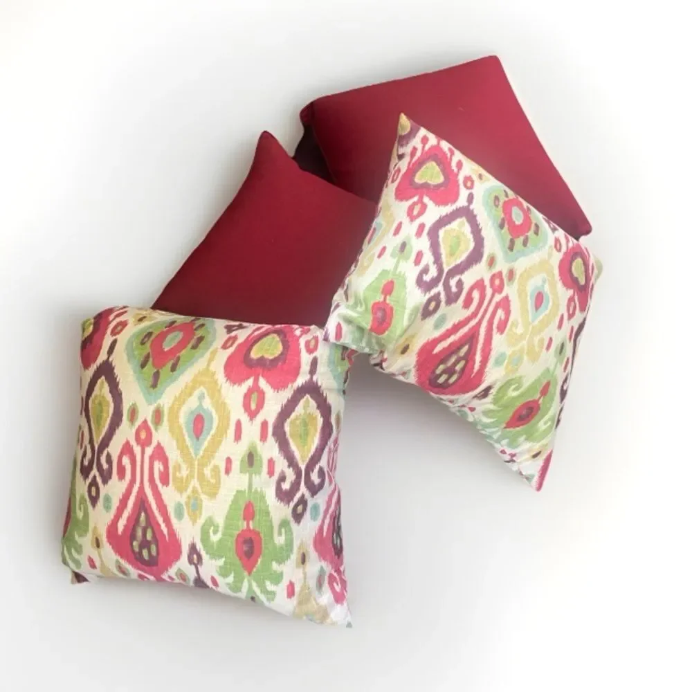 Ikat 22” Throw Pillow Set of 2 Reversible Boho Southwestern Home Decor Sofa Bed